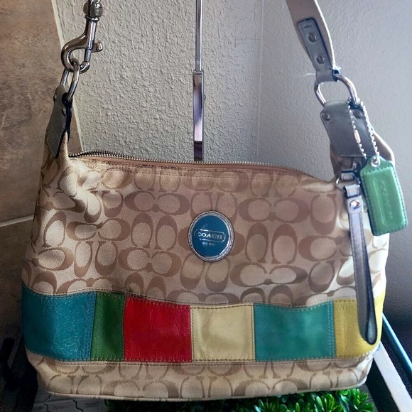 COACH Gallery Signature Hobo Multicolored Striped Shoulder Bag w/ COA, EUC - Picture 1 of 11